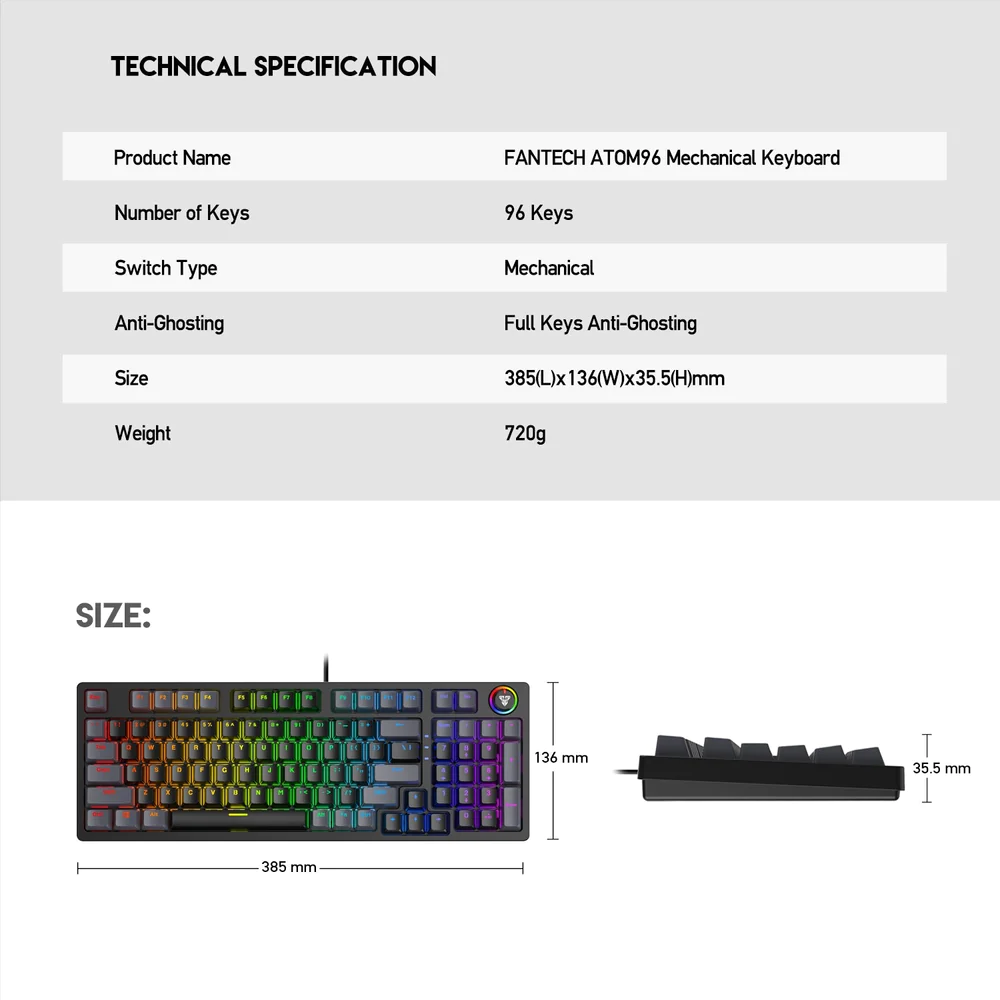 Fantech Atom96 MK890 Mechanical Gaming Keyboard Fantech Atom96 MK890 Mechanical Gaming Keyboard